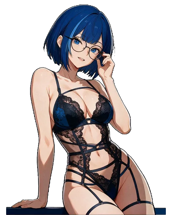 Nia leaning toward you with a smile, one hand touching her glasses